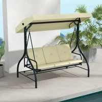 Outsunny Schommelbank, Hollywoodschommel met Zonnescherm, Tuinschommel, Verandaschommel, 3-zits, Schommelbed(m-10)
