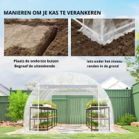 Outsunny Polytunnel-kas, begaanbare kas met verzinkt stalen frame en UV-bestendige PE-bekleding, transparant(m-5)