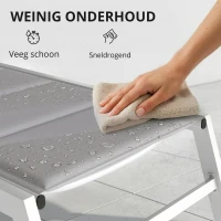 Outsunny Zonne-ligstoel ademende tuinligstoel met 6-voudig verstelbare rugleuning aluminiumframe lichtgrijs(m-7)