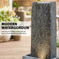 Outsunny 2-traps tuinfontein met LED-verlichting, pomp, granietlook 37,5 x 22 x 80 cm(m-5)