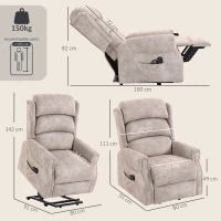 HOMCOM Elektrischer Aufstehsessel mit Vibrationsmassage und Wärme, elektrischer Relaxsessel aus Samt, 80x160x82cm, beige(m-3)