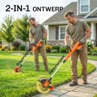 Outsunny Accu grastrimmer 21V met 2x4,0Ah accu's en oplader 25 cm maaibreedte verstelbare telescoopsteel(m-8)