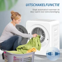 HOMCOM Luchtafvoerdroger, 4 kg voorlader-wasdroger met roestvrijstalen trommel, 800W compact vrijstaand, wit(m-8)