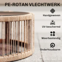 Outsunny Tuinmeubelset 4-delig Polyrattan Lounge-set met tweezitsbank 2 fauteuils Glazen tafel Brede & Diepe Zit Dikke Kussens(m-4)