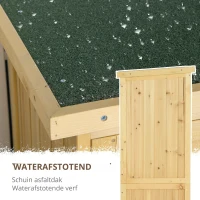 Outsunny gereedschapsschuur gereedschapsschuur met asfalt daklamellen deur gereedschapskast schuur tuin 4 vakken naturel 87 x 46.5 x 160 cm(m-4)