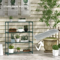 Outsunny Plantenrek Bloementrap Plantentrap, 4 Planken, 89 cm x 28 cm x 107 cm, Donkergroen(m-7)