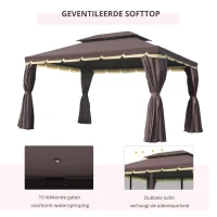 Outsunny Paviljoens Tuinpaviljoen 4x3m, Koffie + zwart(m-4)