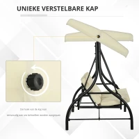 Outsunny Schommelbank, Hollywoodschommel met Zonnescherm, Tuinschommel, Verandaschommel, 3-zits, Schommelbed(m-7)