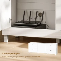 HOMCOM Tv-meubel voor televisies tot 190,5 cm, modern entertainmentcentrum met 2 kasten en 2 lades, hoogglans wit(m-5)