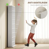 HOMCOM DVD-Rek, CD-Opslagrek, 14 Aanpasbare Planken, 18 Vakken, 175 cm, Blu-ray-Rek, Spaanplaat, Wit(m-5)