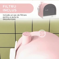 PawHut Litieră pentru Pisici Închisă cu Filtre, Lopățică și Tăviță, Structură din PP, 43x44x47cm, Roz(m-6)
