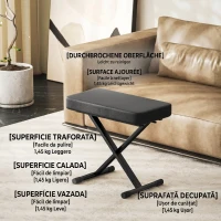 HOMCOM Scaun pentru Pian Pliabil și Reglabil pe 4 Înălțimi, din Piele PU, Spumă și Metal, 60x32x53-63 cm, Negru(m-9)