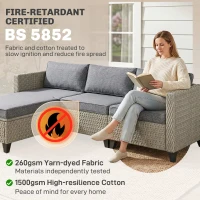 Outsunny 5-Piece Rattan Patio Furniture Set with Corner Sofa, Footstools, Coffee Table, for Poolside, Dark Grey(m-5)