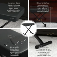 HOMCOM Scaun pentru Pian Pliabil și Reglabil pe 4 Înălțimi, din Piele PU, Spumă și Metal, 60x32x53-63 cm, Negru(m-4)