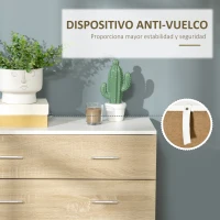 HOMCOM Cómoda con 4 Cajones Cajonera Auxiliar Moderna para Dormitorio Pasillo Sala de Estar 76x35x72 cm Roble y Blanco(m-5)