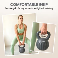SPORTNOW Kettlebell for Strength Training Kettle Bell with Non-Slip Handle 10 kg Grey(m-6)