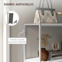 HOMCOM Mesa de Entrada con Estante Abierto y Estructura de Acero Antivuelco para Salón Pasillo 100x30x87 cm Blanco(m-6)