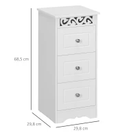 HOMCOM Armario de Almacenamiento Cajonera Blanca Cómoda con 3 Cajones para Cocina Comedor Salón Dormitorio 29,8x29,8x68,5 cm(m-3)