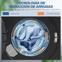 HOMCOM Secadora de Evacuación 5 KG 1000W Función Antiarrugas Función Esterilizar Temporizador Pantalla LED Táctil Negro(m-6)