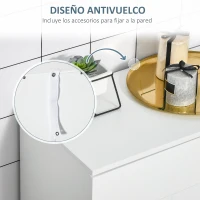 kleankin Armario de Baño con 2 Puertas y 2 Estantes Ajustables de 7 Niveles Mueble Auxiliar de Almacenaje para Salón Cocina Antivuelco 60x30x80 cm Blanco(m-7)