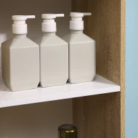 kleankin Armario Alto de Baño Mueble Columna de Baño con 1 Puerta Cajón y 3 Estantes Balda Ajustable para Cocina Salón 32,6x30x171,2 cm Madera Natural y Blanco(m-9)