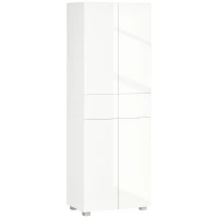 HOMCOM Aparador Alacena de Cocina Mueble Auxiliar con 4 Puertas 2 Cajones y Estantes Ajustables 60x35x170 cm Blanco(m-1)
