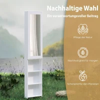 HOMCOM Faltbar Bügelbrettschrank mit Tür internen Regalen Spiegel Platzsparend Bügeltisch für Wäschepflege 106x35x174 cm Weiß(m-8)