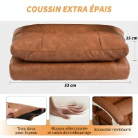HOMCOM Chaise bureau ergonomique fauteuil de bureau en PU soutien lombaire gonflable dossier inclinable hauteur réglable marron(m-6)