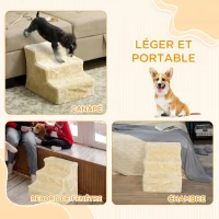 PawHut Escalier pour Chien à 3 Marches, Escalier pour Chat, Échelle Antidérapante pour Animaux, 46 x 35 x 35 cm, Beige(m-7)