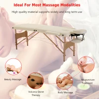 Homcom - Lettino da Massaggio Portabile Massagio Fisioterapia Pieghevole con 2 Zone 182 x 60cm Beige(m-5)