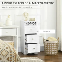 HOMCOM Armario de Almacenamiento Cajonera Blanca Cómoda con 3 Cajones para Cocina Comedor Salón Dormitorio 29,8x29,8x68,5 cm(m-4)