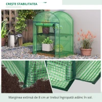 Outsunny Mini Seră de Grădină cu 2 Rafturi Metalice și Acoperiș PE, Seră Compactă pentru Balcon și Terasă, 69x49x91 cm, Verde(m-4)