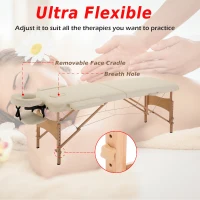 Homcom - Lettino da Massaggio Portabile Massagio Fisioterapia Pieghevole con 2 Zone 182 x 60cm Beige(m-6)