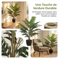 HOMCOM Plante artificielle intérieure 90 cm fougère arbre artificiel en pot avec branches flexibles, intérieure et extérieure(m-5)