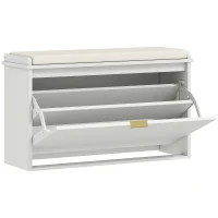 HOMCOM Banco Zapatero con Asiento Acolchado Cajón Abatible y Estante Ajustable para Entrada o Dormitorio 80x26x47,5 cm Blanco(m-1)