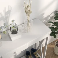 HOMCOM Mesa de Consola de Madera Mesa de Entrada con 1 Cajón y 1 Estante de Almacenaje para Pasillo Salón 100x30x81cm Blanco(m-7)