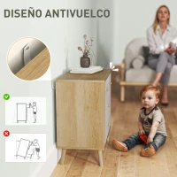 HOMCOM Cómoda de 4 Cajones con Acabado Elegante y Gran Capacidad de Almacenaje 60x35x65 cm Roble y Blanco(m-5)