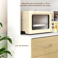 HOMCOM Mueble Auxiliar de Cocina con Puertas Cajón y Estantes Ajustables Antivuelco 80x40x180 cm Natural y Blanco(m-6)