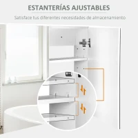 HOMCOM Armario de Baño con Espejo Armario de 2 Puertas con 3 Estantes Interiores Estilo Moderno para Dormitorio Salón 80x15x60 cm Lila Claro(m-5)