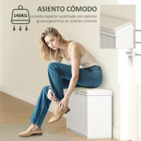 HOMCOM Banco Zapatero con Asiento Acolchado Cajón Abatible y Estante Ajustable para Entrada o Dormitorio 80x26x47,5 cm Blanco(m-7)