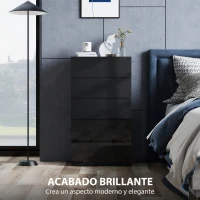 HOMCOM Cómoda con 5 Cajones Cajonera de Estilo Moderno para Dormitorio Entrada Salón 55x34x100 cm Negro(m-5)