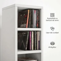 HOMCOM Raft Bibliotecă pentru CD-uri cu 12 rafturi, din MDF și panou aglomerat, 21x20x175 cm, Alb(m-5)