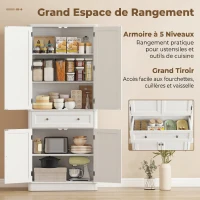 HOMCOM Buffet salon, meuble de rangement ovale avec 4 portes et 2 étagères réglables, 147x40x76cm, chêne(m-4)