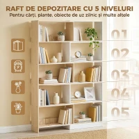HOMCOM Bibliotecă de Colț cu 5 Polițe, Design Rotativ 350°, Lemn/Alb(m-6)