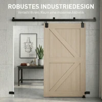 HOMCOM Schwerlast Schiebetür-Hardware-Set 244 cm Schwarz für Einzeltüren(m-6)