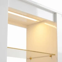 HOMCOM TV-lowboard met RGB-LED-verlichting, modern tv-meubel met verstelbare glazen planken, voor televisies tot 190,5 cm, wit(m-11)