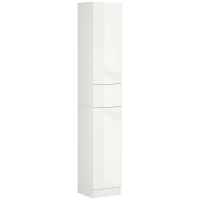 kleankin Columna de Baño con 1 Cajón y 5 Estantes Abiertos Mueble Auxiliar de Baño Estilo Moderno 30x28x170 cm Blanco