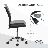 Vinsetto Silla de Escritorio Giratoria sin Brazos Silla de Malla con Altura Ajustable Carga 100 kg 43x58x90-100 cm Negro(m-5)