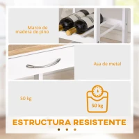 HOMCOM Carrito de Cocina Carro de Servicio Multifuncional de 4 Niveles con Ruedas Cajón Estantes y Botellero 37x37x76 cm Blanco(m-6)