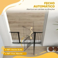 PawHut Barreira de Segurança de Animais de Estimação para Escadas e Portas com Aberturas de 75-131 cm com 3 Extensões Preto(m-5)
